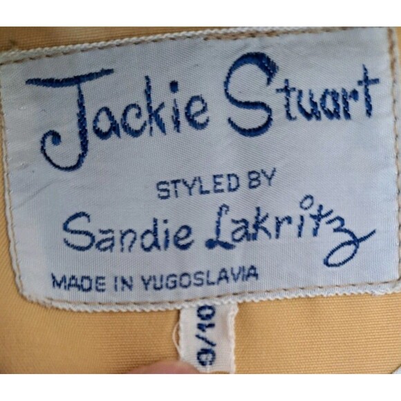 VTG Jackie Stuart Khaki Trench Coat Belted Pockets Size 9/10 Made in Yugoslavia - Picture 2 of 8